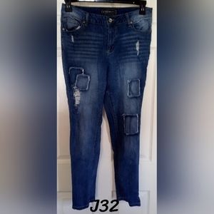 CATO Premium Denim Jeans, Sz 10, Distressed with patchwork, skinny jeans